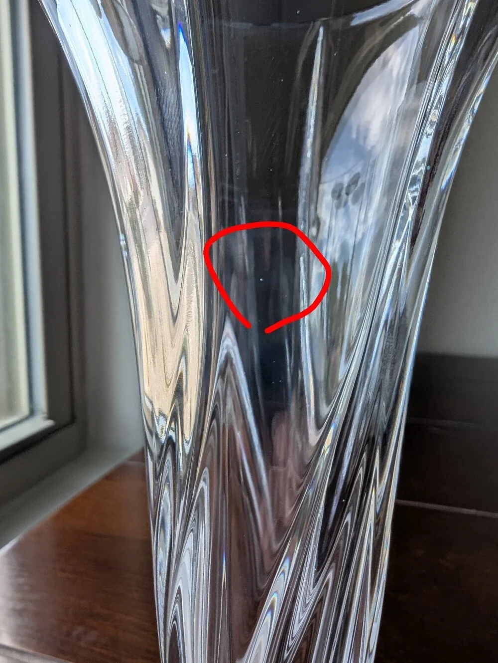 Bohemian Clear Leaded Crystal Swirled Glass Bud Vase 8 Inches Tulip/Trumpet